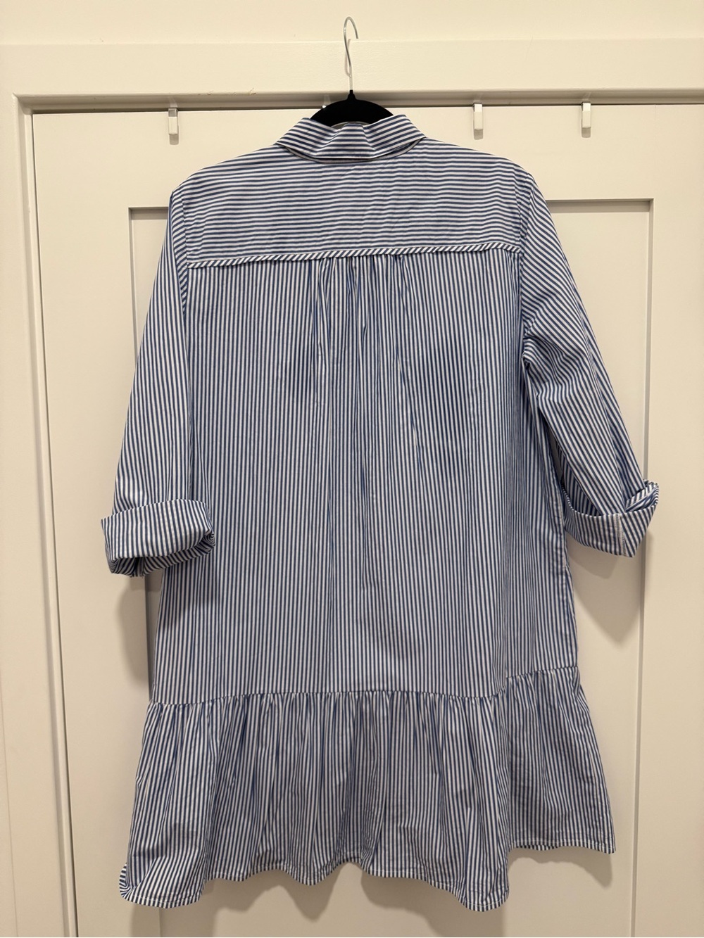 LOFT Blue & White Striped Button-Up Tiered Tunic - Picture 4 of 5